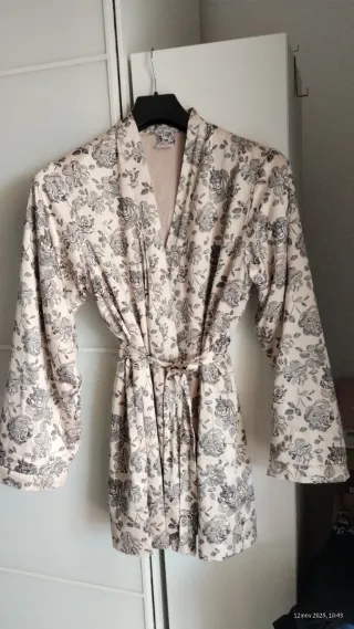 Vestaglia kimono raso e micropile M/L