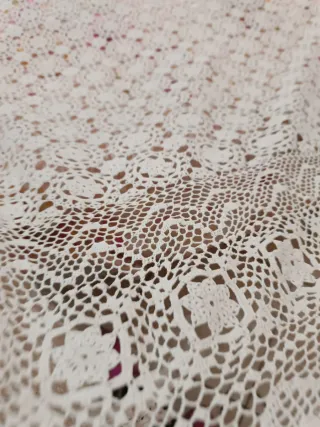 Copriletto matrimoniale uncinetto beige