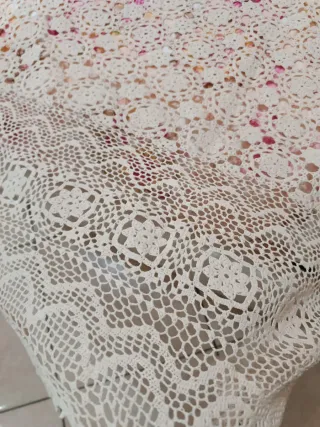 Copriletto matrimoniale uncinetto beige