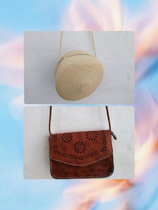 Lote 2 bolsos verano: paja y piel