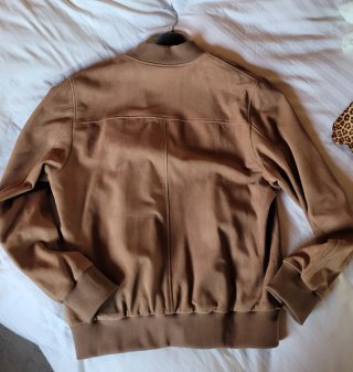 Giubbotto bomber in pelle scamosciata cognac