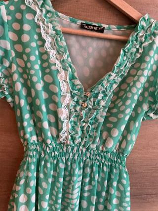 Vestito Bighet pois verde e bianco L