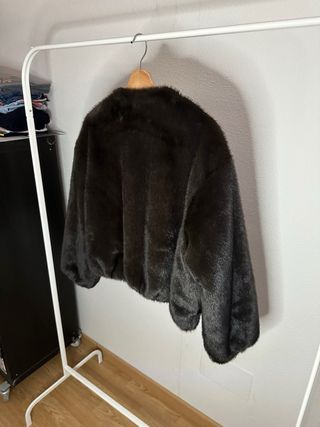 Abrigo Zara Mujer Pelo Sintético Marrón Oscuro M