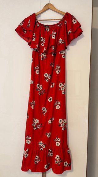 Vestito lungo floreale rosso Primark