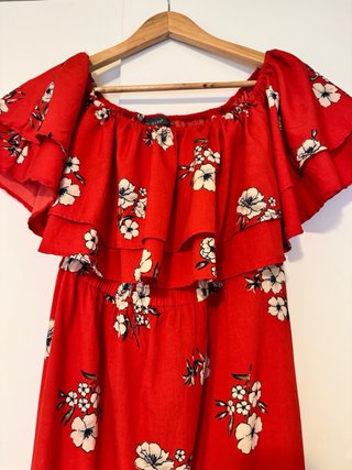 Vestito lungo floreale rosso Primark