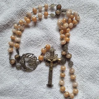 Rosario Antiguo Filigrana Plata Sobredorada