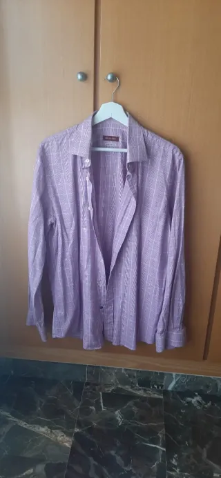 Camisa manga larga rosa y blanca