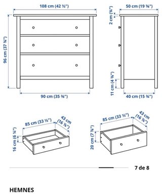Cómoda Ikea HEMNES 3 cajones amarilla