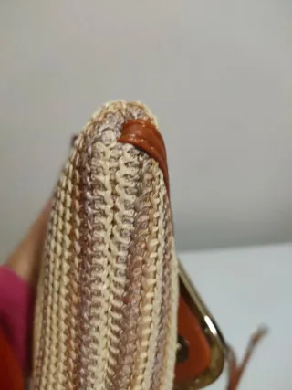 Bolso/Cartera Tejida Beige y Marrón