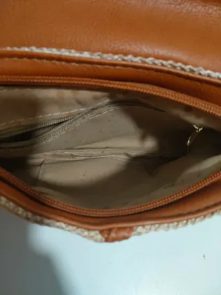Bolso/Cartera Tejida Beige y Marrón