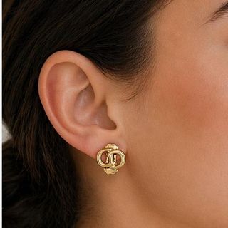 Pendientes Dior CD dorados clip vintage 80s