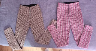 Lote 2 leggings cuadros marrones y rosas