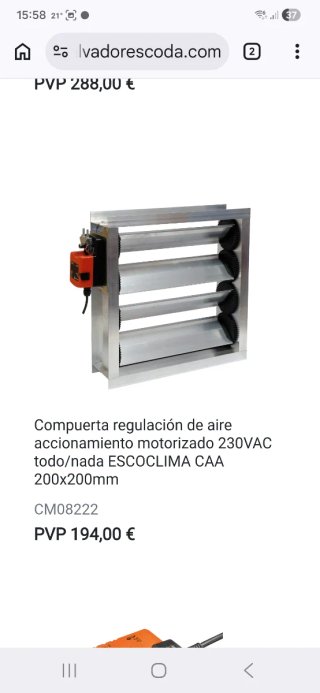Compuerta regulación aire motorizada 230VAC