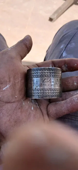 Antigüedad de plata con marcas servilletero antigu