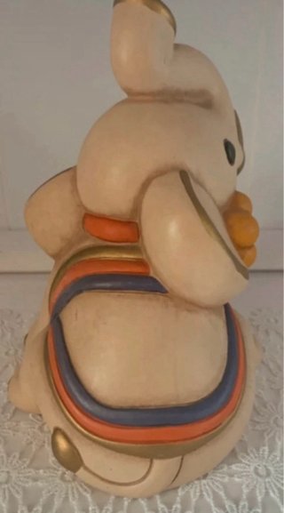 Elefante Thun Beige e Oro Ceramica