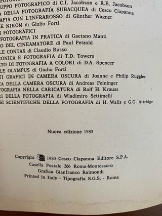 Libro “Ottica fotografica “ 1980