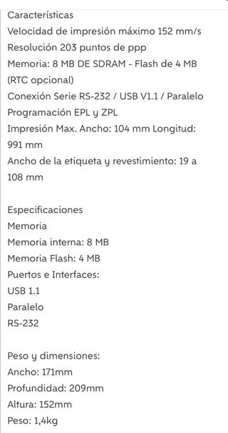 Impresora etiquetas Zebra GX420t