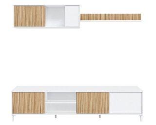 Mueble TV y Estantería Madera Blanca