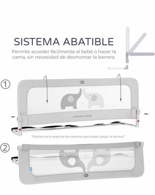 Barrera de Cama para Bebé | Abatible con 2 Alturas