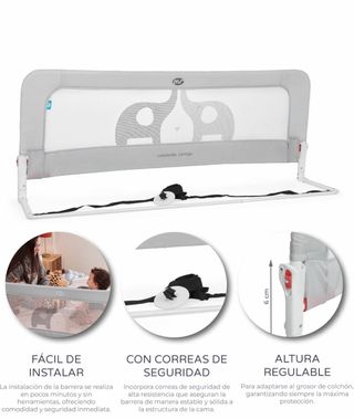 Barrera de Cama para Bebé | Abatible con 2 Alturas