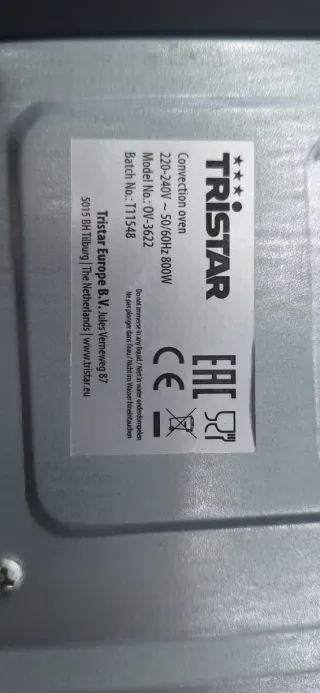 Horno de convección Tristar modelo OV-3622