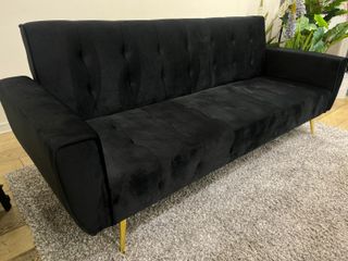 Sofá Cama Negro Patas Doradas