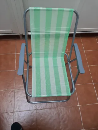 Hamaca/Silla Playa Plegable Rayas Verdes para niño