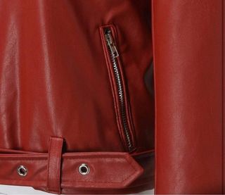 Cazadora sintética roja mujer