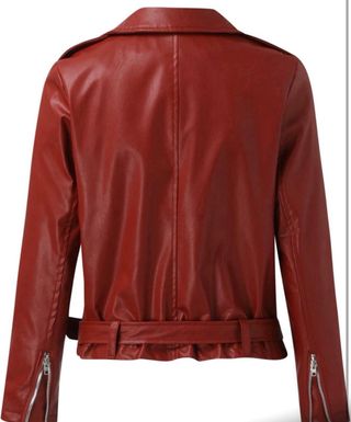 Cazadora sintética roja mujer