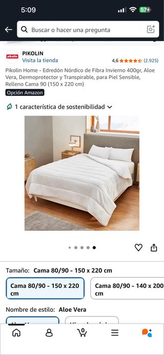 Edredón Nórdico Pikolin Invierno 400gr Aloe Vera