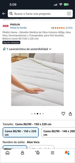 Edredón Nórdico Pikolin Invierno 400gr Aloe Vera