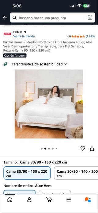 Edredón Nórdico Pikolin Invierno 400gr Aloe Vera