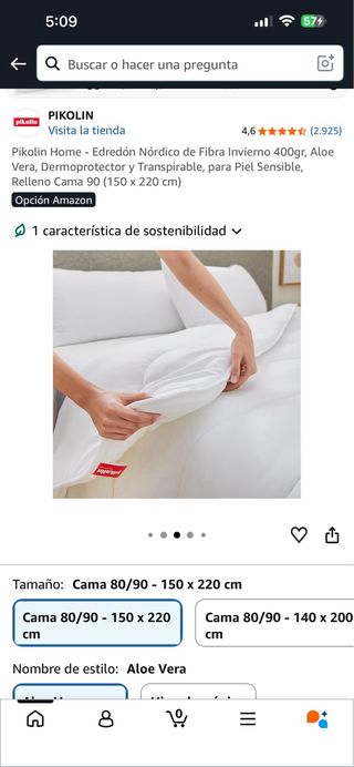 Edredón Nórdico Pikolin Invierno 400gr Aloe Vera