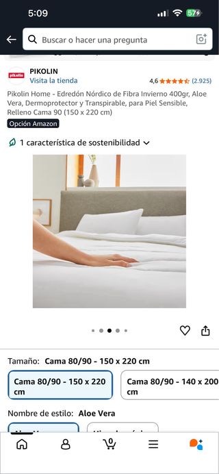 Edredón Nórdico Pikolin Invierno 400gr Aloe Vera