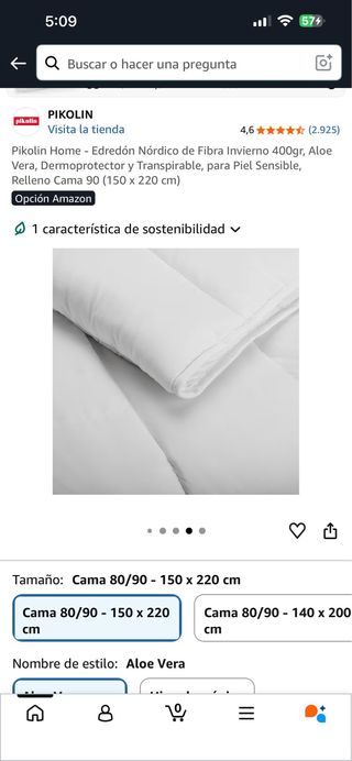 Edredón Nórdico Pikolin Invierno 400gr Aloe Vera