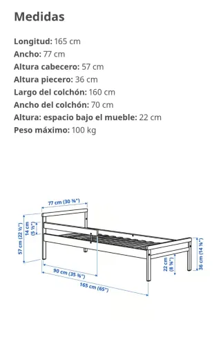 Cama infantil IKEA SNIGLAR 70x160cm