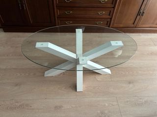 Mesa de centro cristal y madera