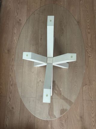 Mesa de centro cristal y madera