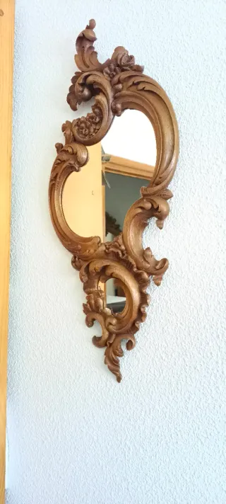 Espejo Vintage Art Deco Madera Tallada