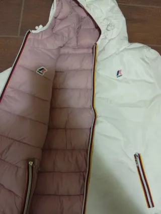 Piumino K-Way donna bianco e rosa