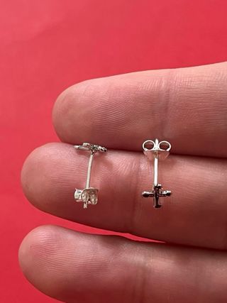 Bonitos Pendientes Cruz Envejecido Plata 925