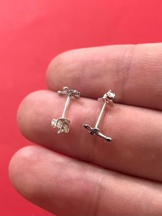 Bonitos Pendientes Cruz Envejecido Plata 925