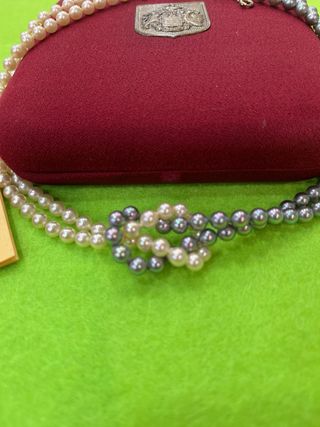 Collar Perlas Majorica Doble Gris y Blanco