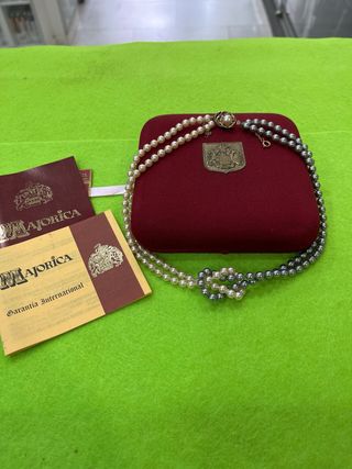 Collar Perlas Majorica Doble Gris y Blanco