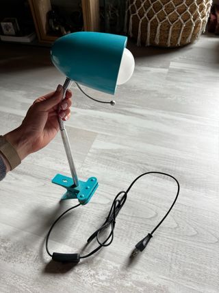 Lámpara Escritorio Pinza Azul Metálica