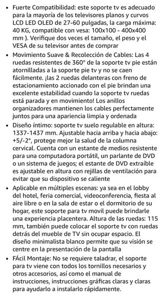 Soporte TV de 26-60 Pulgadas con ruedas y bandeja