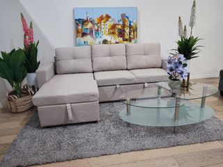 Sofá Cama Beige con Arcón