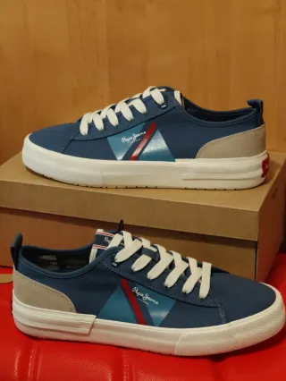 Zapatillas Pepe Jeans Hombre Azul y Beige