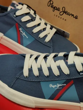 Zapatillas Pepe Jeans Hombre Azul y Beige