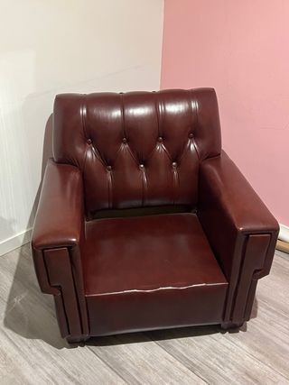 Sillón vintage piel auténtica años 80